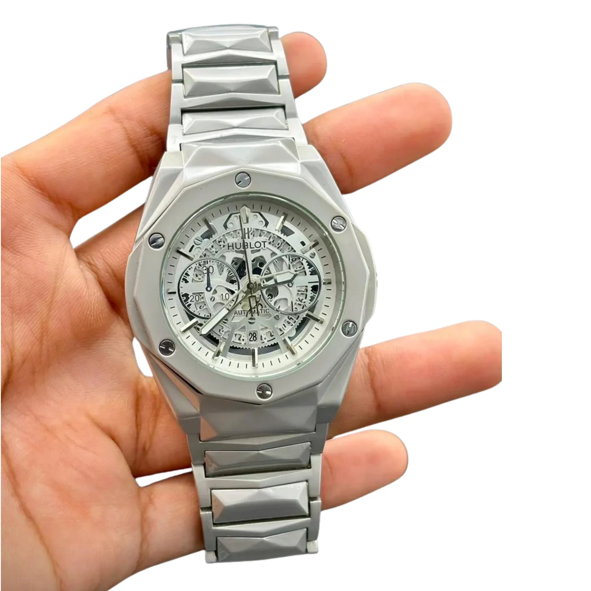 HB Silver Chain White Dial Watch – Classic Elegant Edition