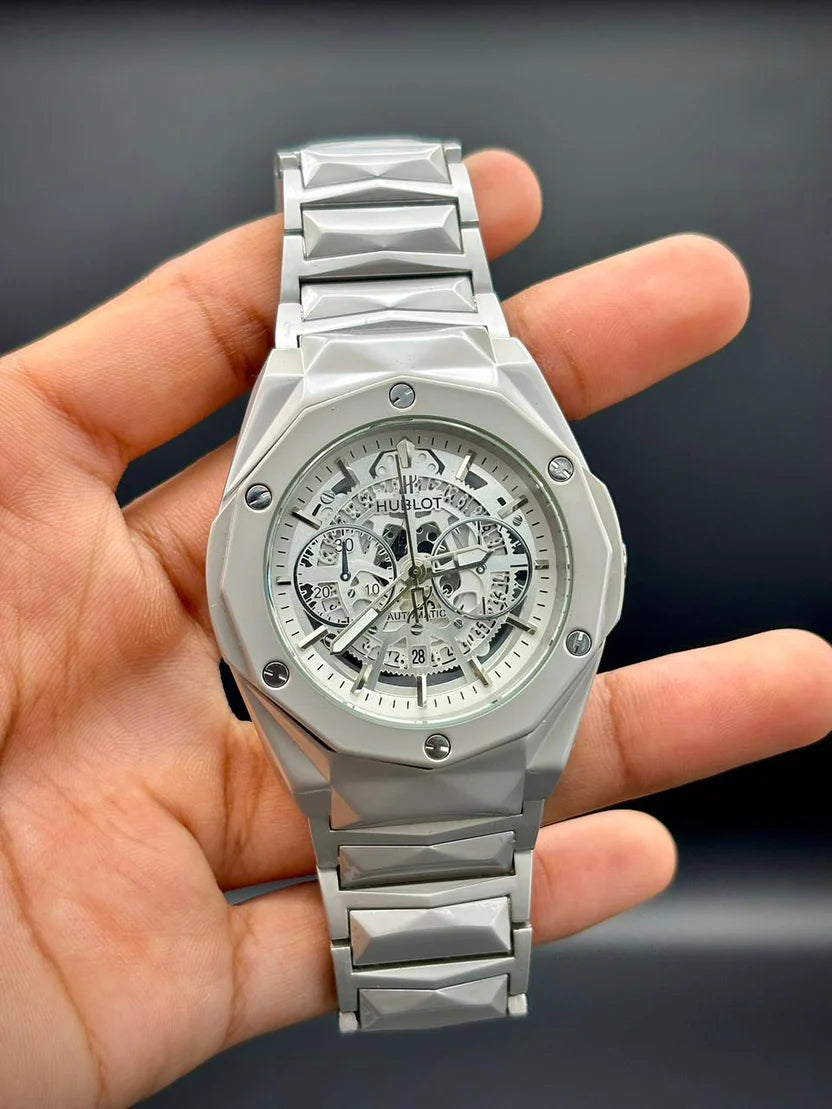 HB Silver Chain White Dial Watch – Classic Elegant Edition