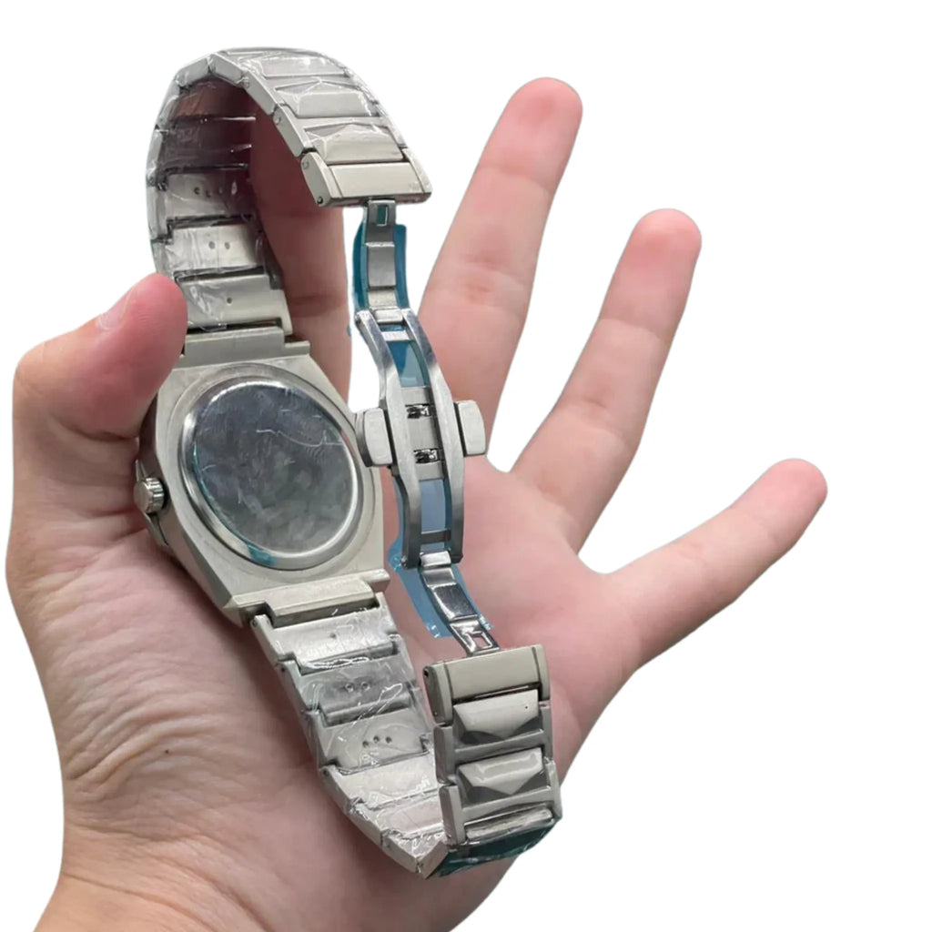 HB Silver Chain White Plain Dial Watch – Luxury Sport Titanium Edition