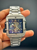 HB Silver Stainless Steel Blue Dial Watch – Classic Quartz Men’s Wrist Watch
