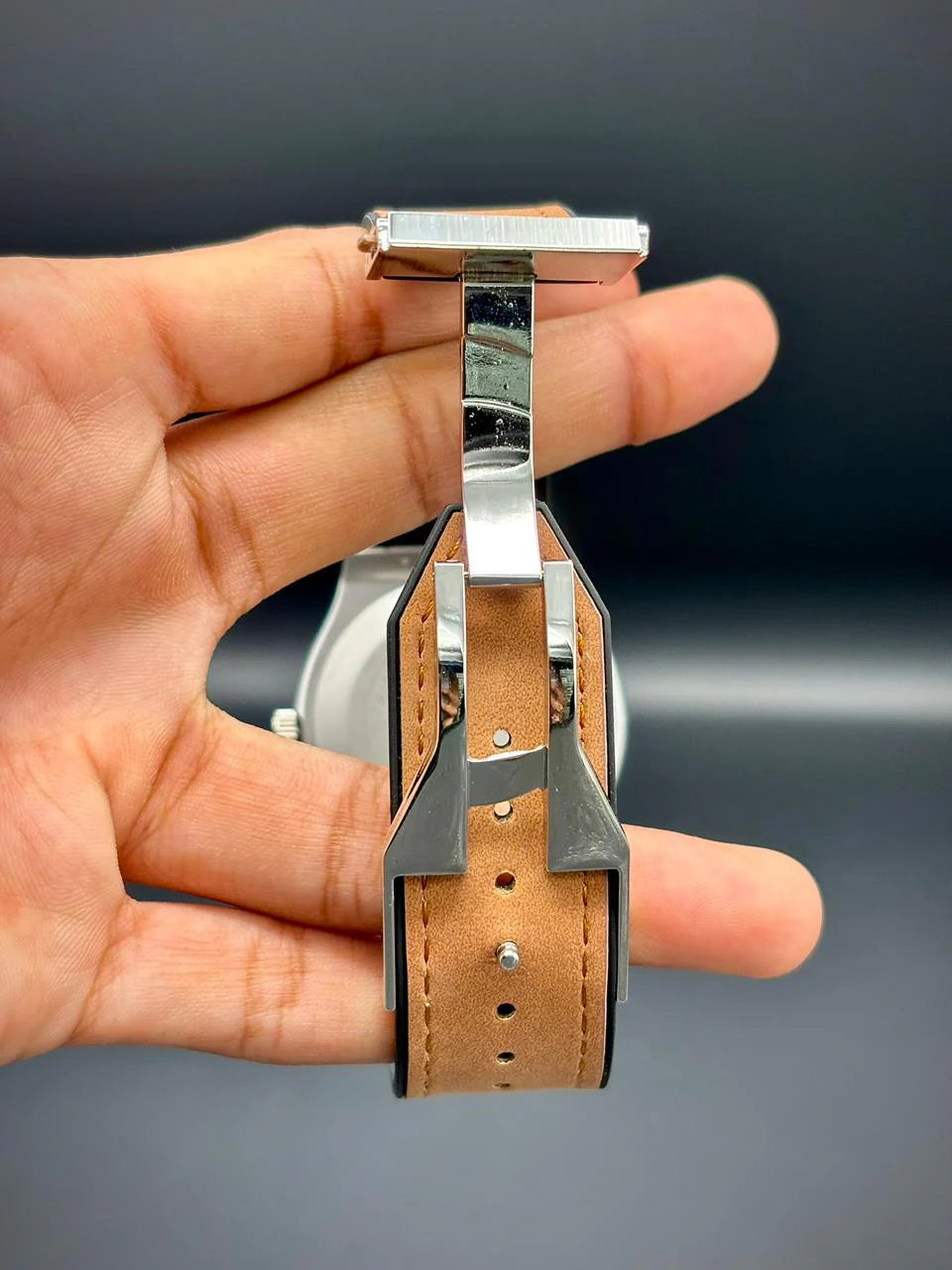 HB Brown Strap Unique Dial Watch – Modern Elegant Edition