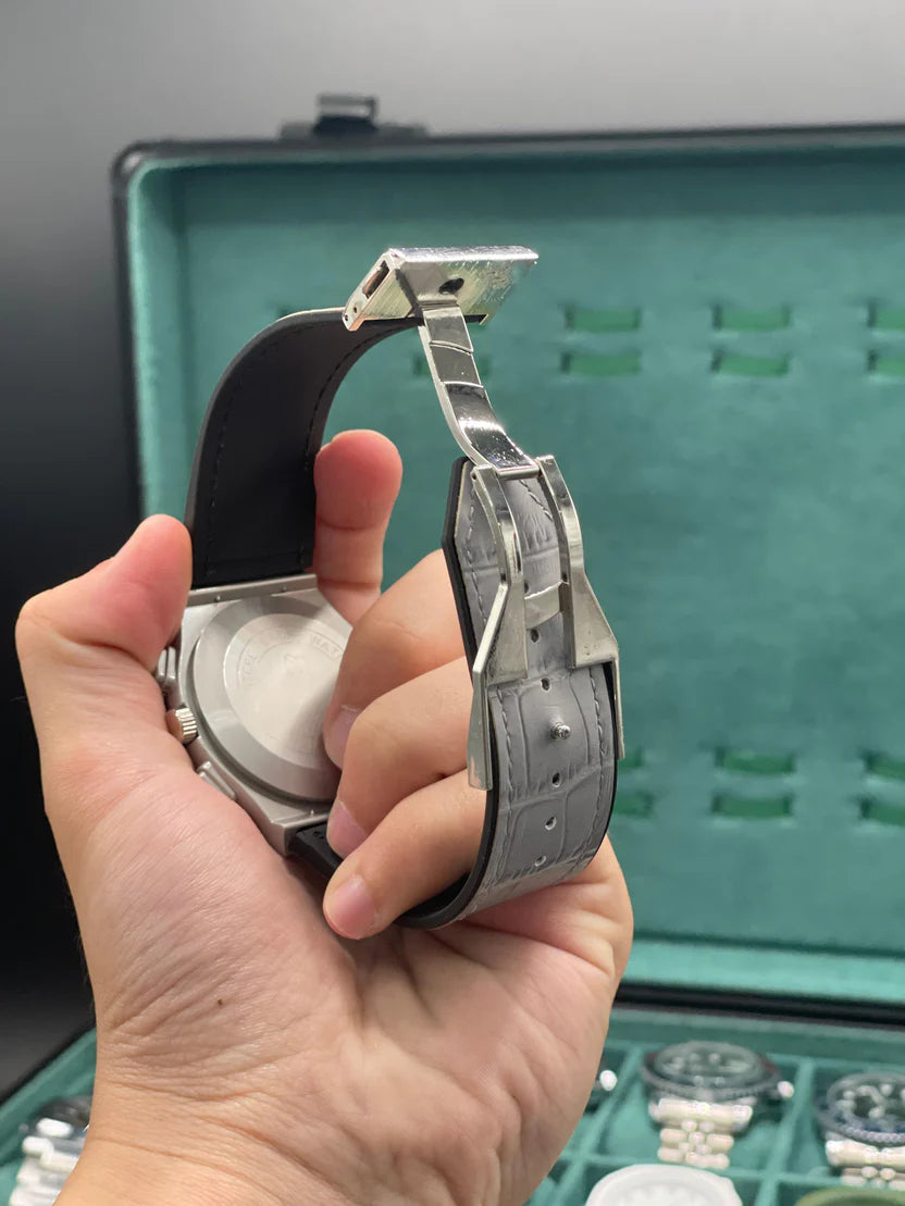 HB Gray Leather Strap Matte Gray Chronograph Watch – Luxury Sport Edition