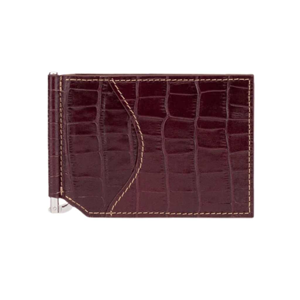 Maroon Leather Money Clip Wallet