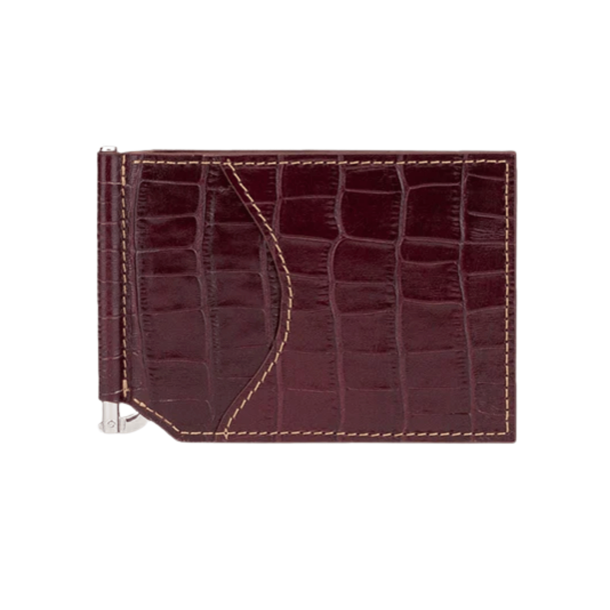 Maroon Leather Money Clip Wallet