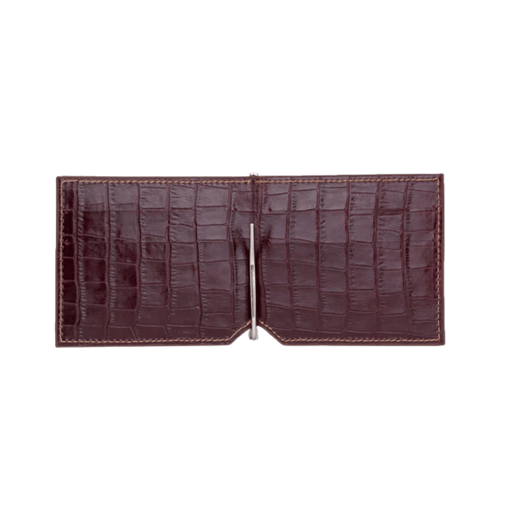 Maroon Leather Money Clip Wallet