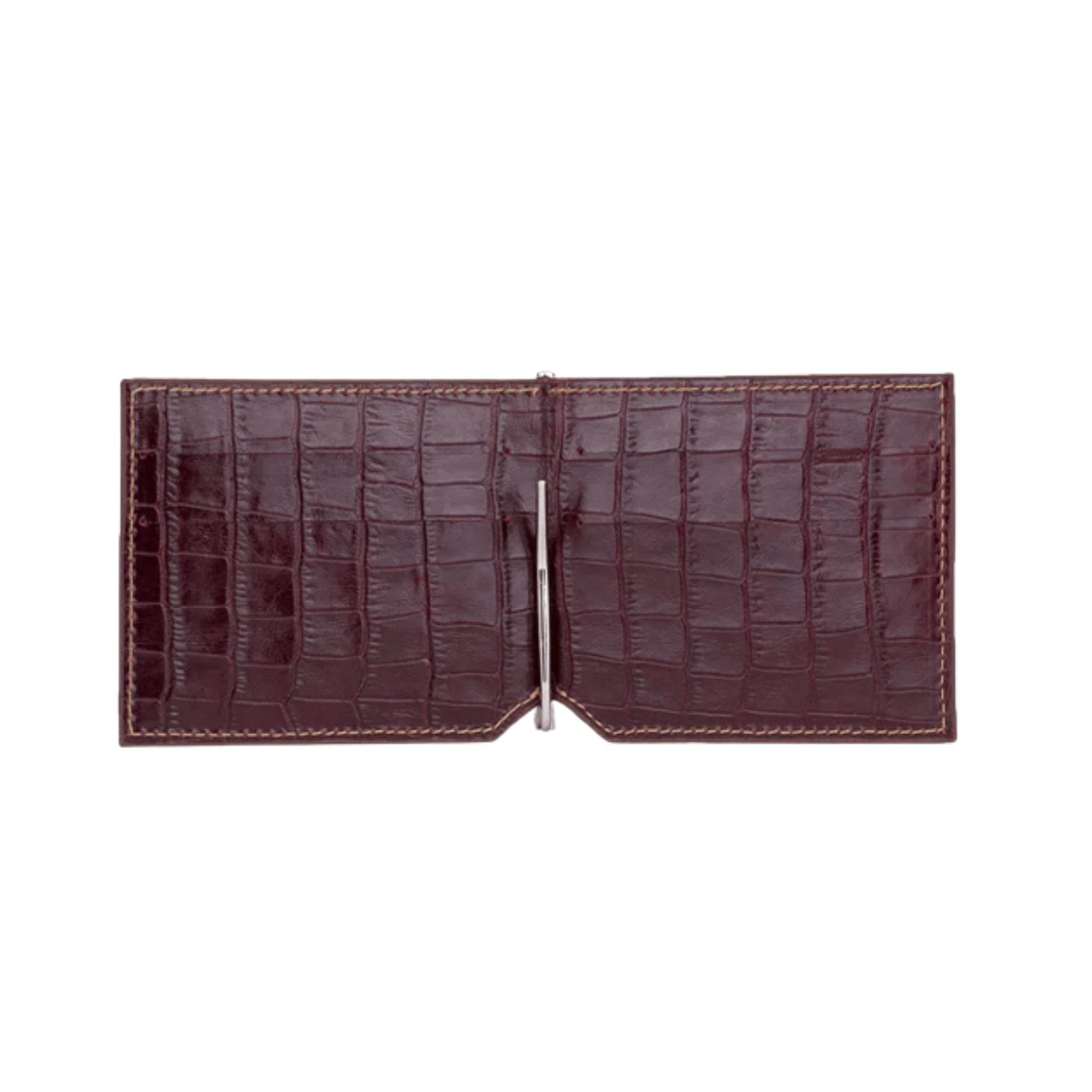 Maroon Leather Money Clip Wallet