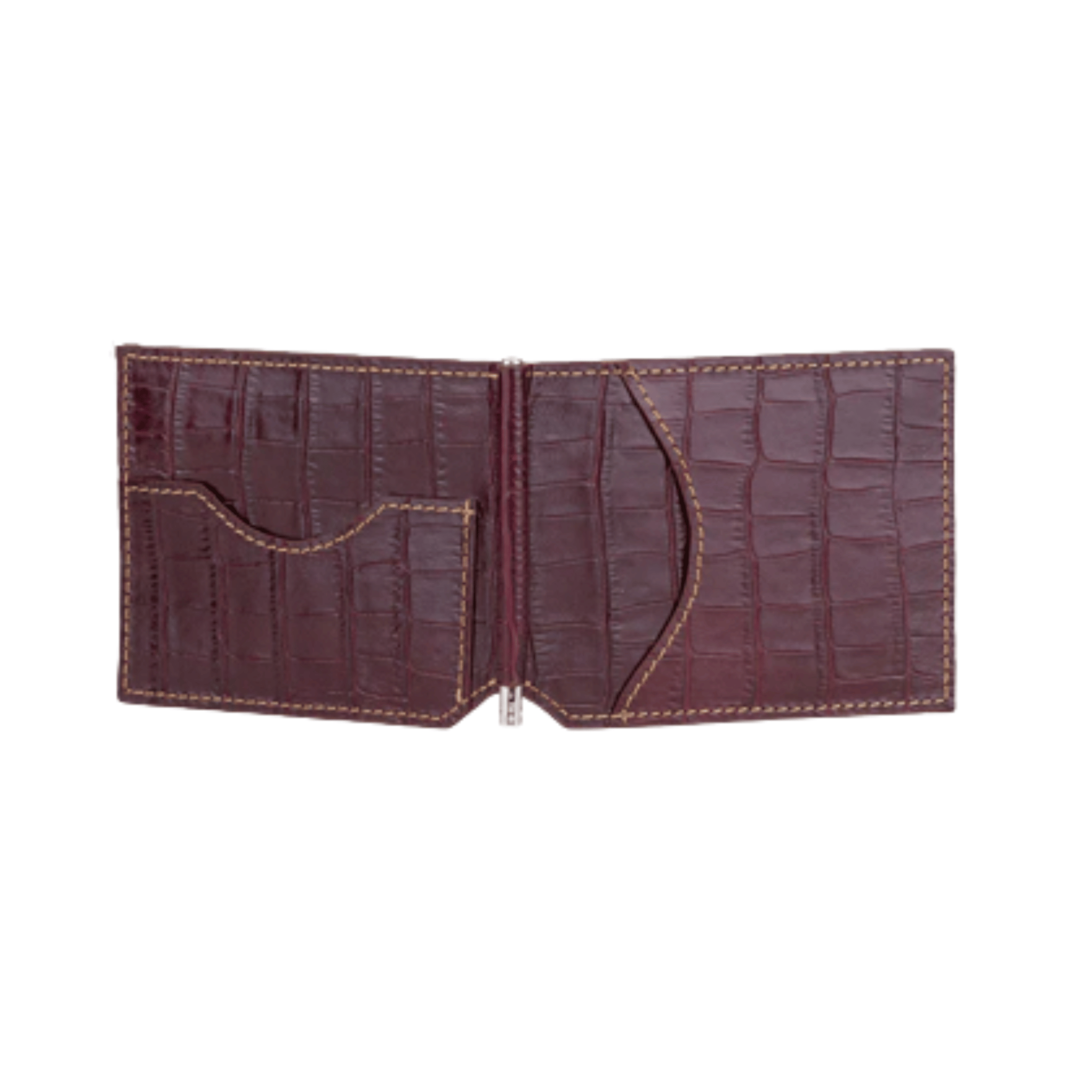 Maroon Leather Money Clip Wallet