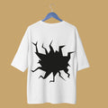 Men’s White Abstract Graphic T-Shirt – Premium Cloth Black Print