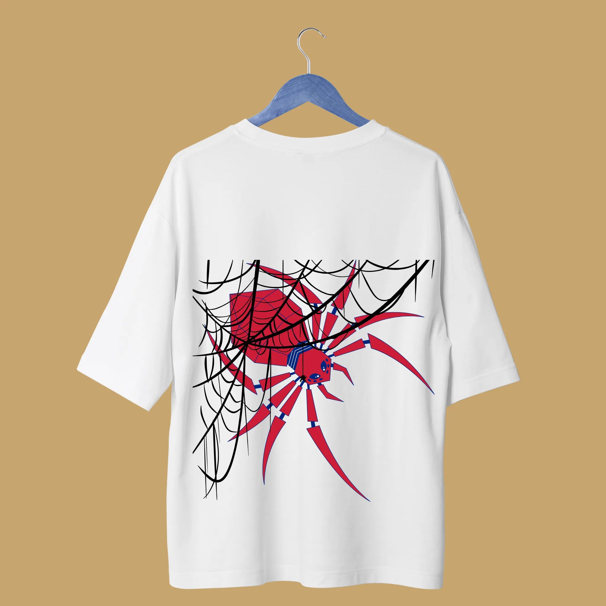 Men’s White Spider Graphic T-Shirt – Premium Cloth Red & Blue Print