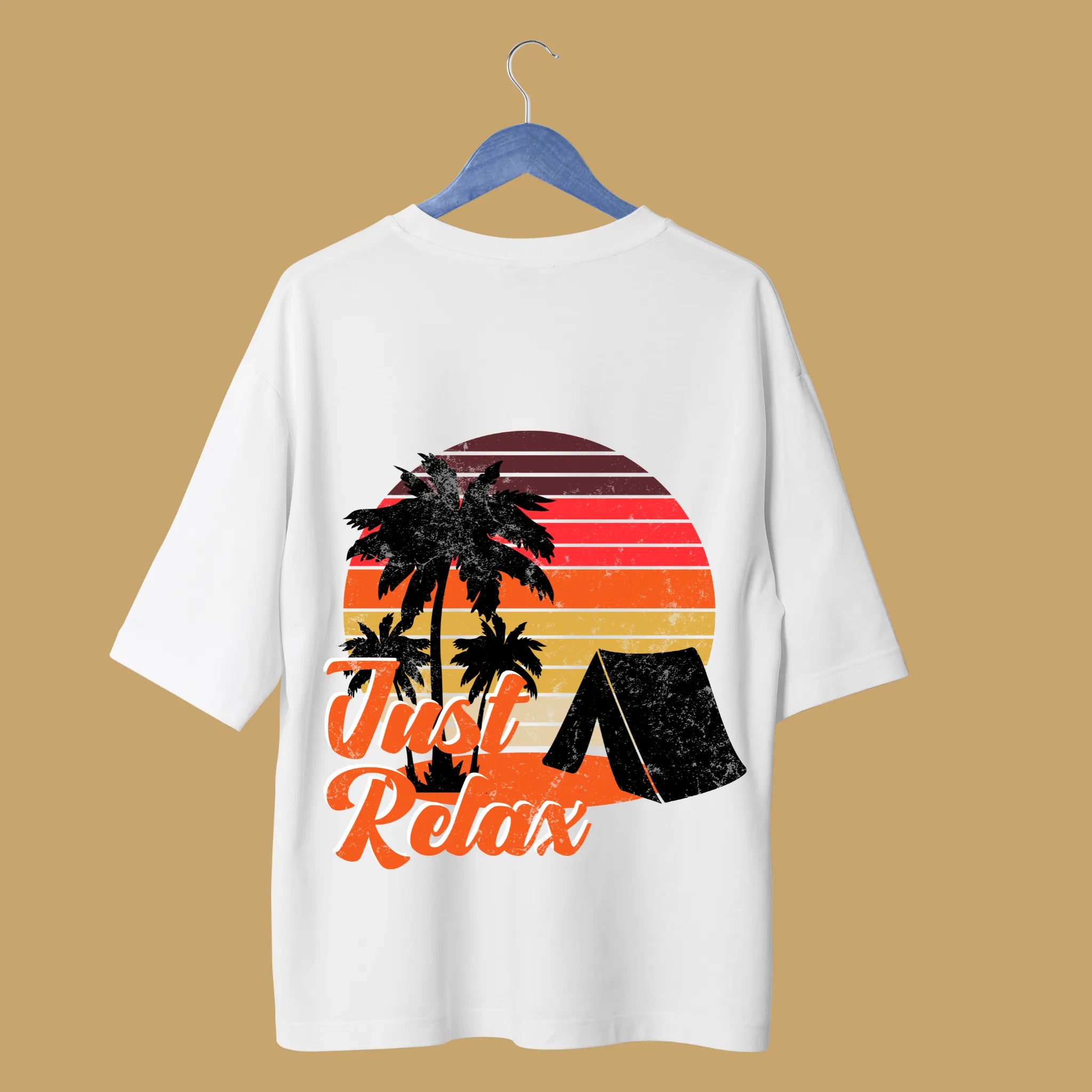 Men’s White Sunset Graphic T-Shirt – Premium Cloth Just Relax Print