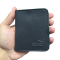 PM Black Premium Leather Wallet – Compact Bifold Card Holder for Men