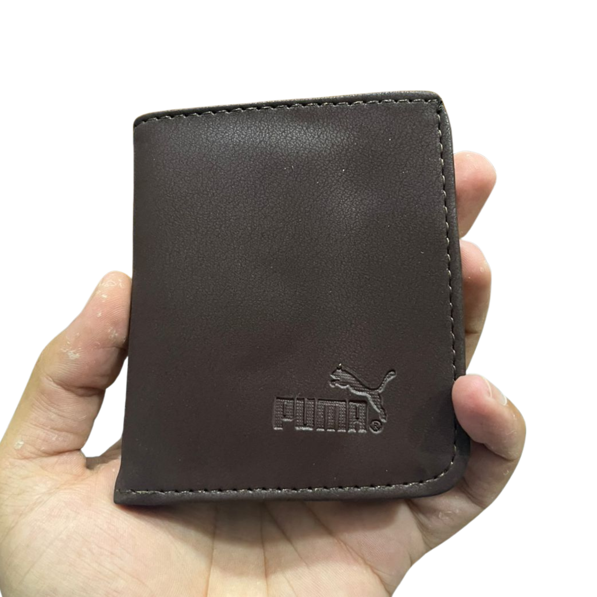 PM Brown Premium Leather Wallet – Compact Bifold Card Holder for Men