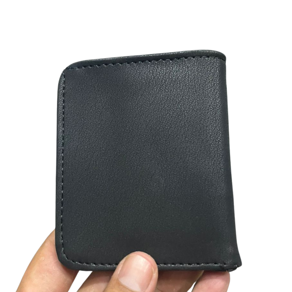 PM Black Premium Leather Wallet – Compact Bifold Card Holder for Men