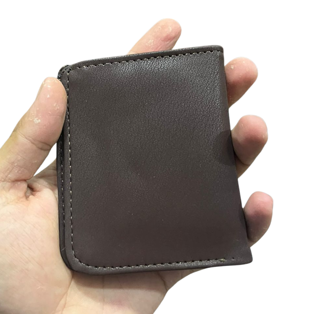 PM Brown Premium Leather Wallet – Compact Bifold Card Holder for Men