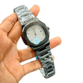 PTK Black Case Luxury Sport Watch _ White Dial Rose Gold Markers _ Steel Bracelet