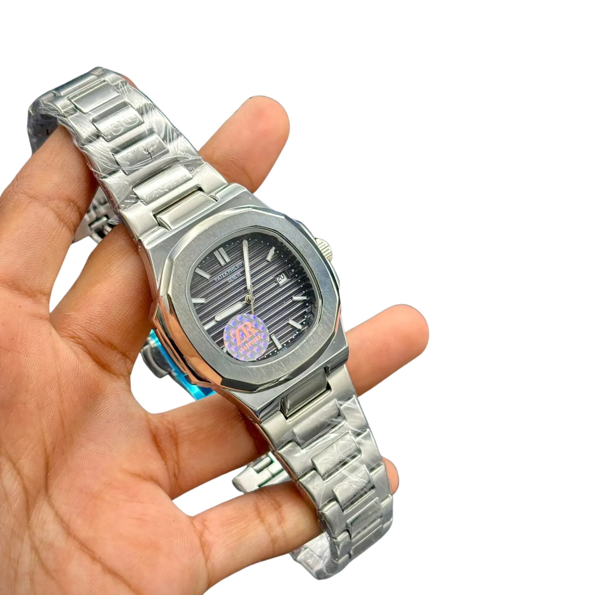 PTK Luxury Sport Watch – Brown Textured Dial _ Silver Steel Bracelet