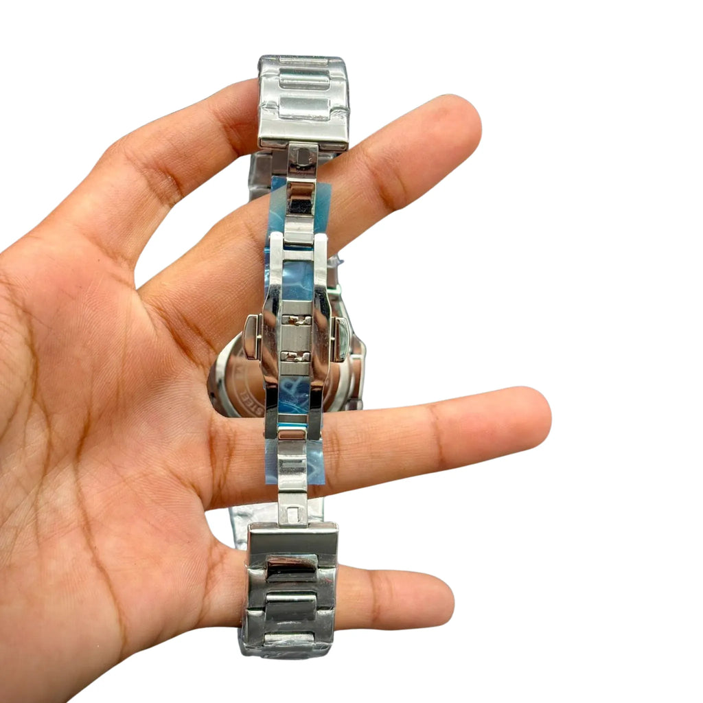PTK Luxury Sport Watch – Brown Textured Dial _ Silver Steel Bracelet