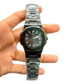 PTK Premium Blackout Octagon Watch – Black Textured Dial _ Steel Bracelet