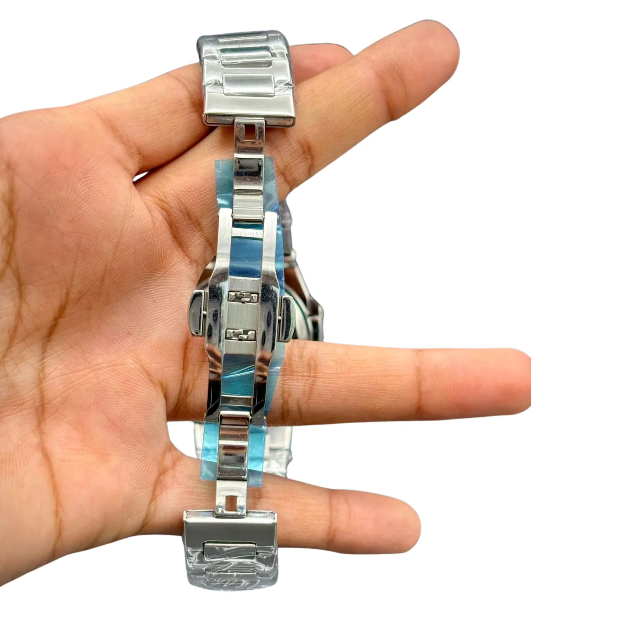 PTK Premium Rounded Octagon Watch – Gradient Blue Textured Dial _ Steel Bracelet