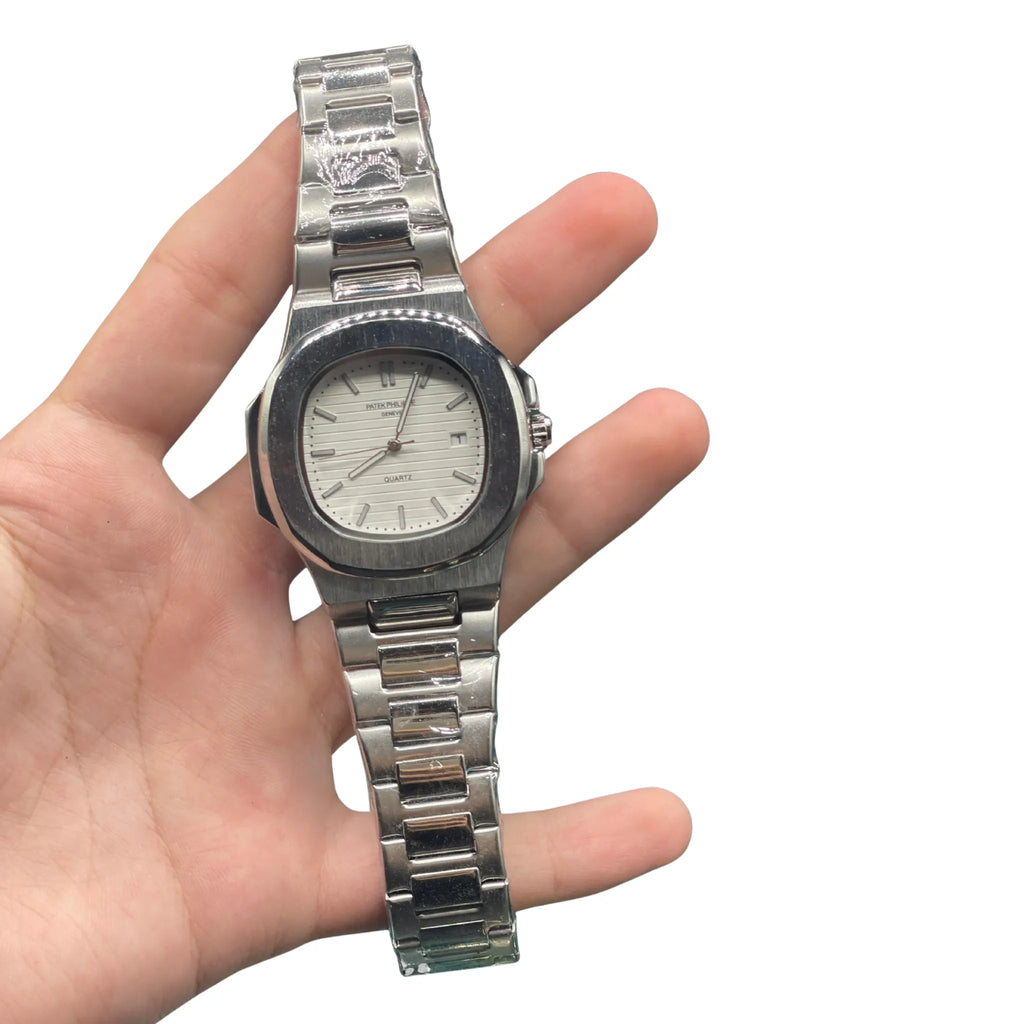 PTK Silver Colored Chain With Stunning White Dial