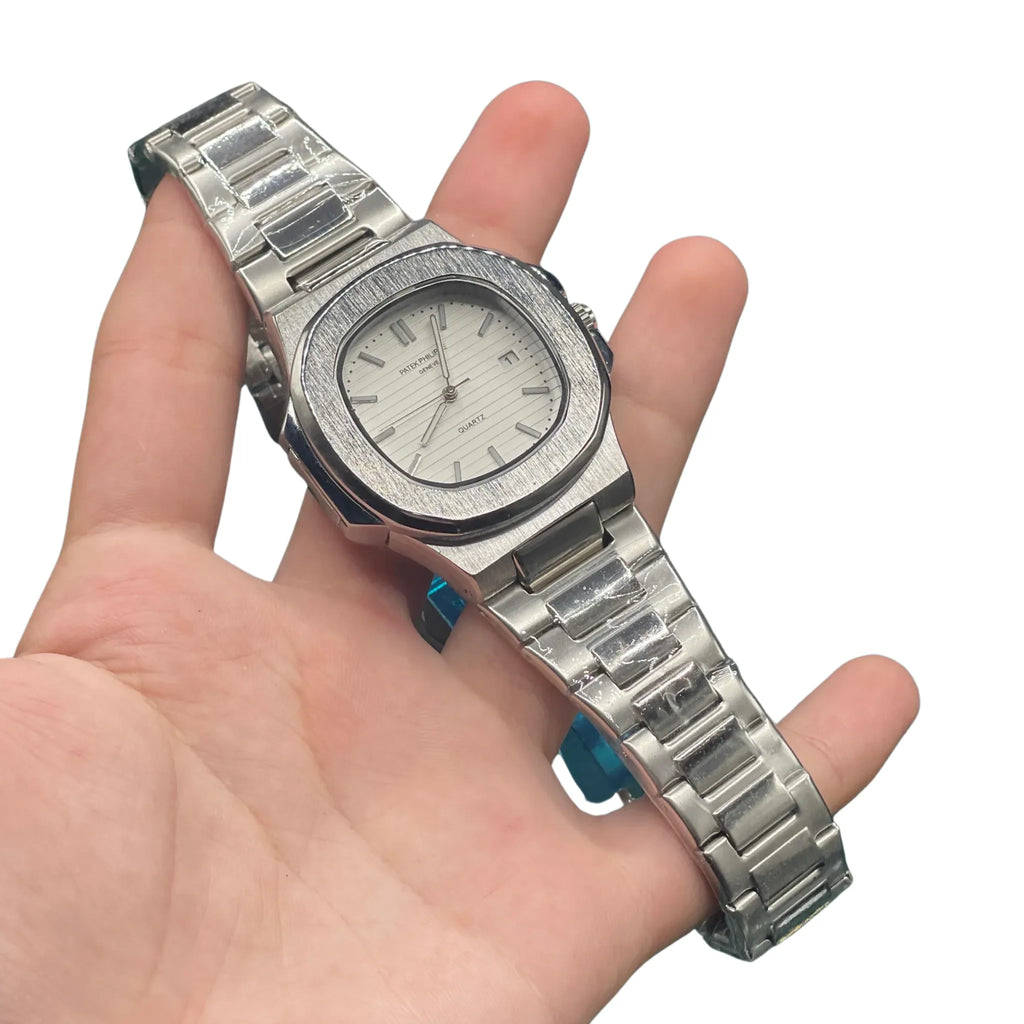PTK Silver Colored Chain With Stunning White Dial