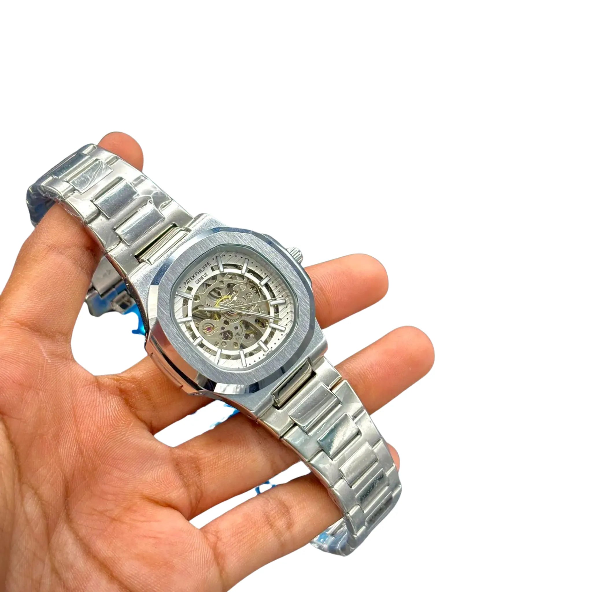 PTK Skeleton Dial Silver Case Watch