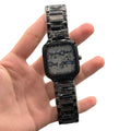 RD Black Square Skeleton Dial Automatic Watch with Glossy Ceramic Case and Bracelet