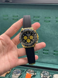 RLX Black Rubber Strap With Black And Golden Chronograph Dial Watch