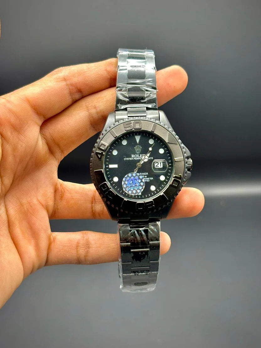 RLX Bold Silver Men’s Watch | Black Dial Black Bezel | Date Window
