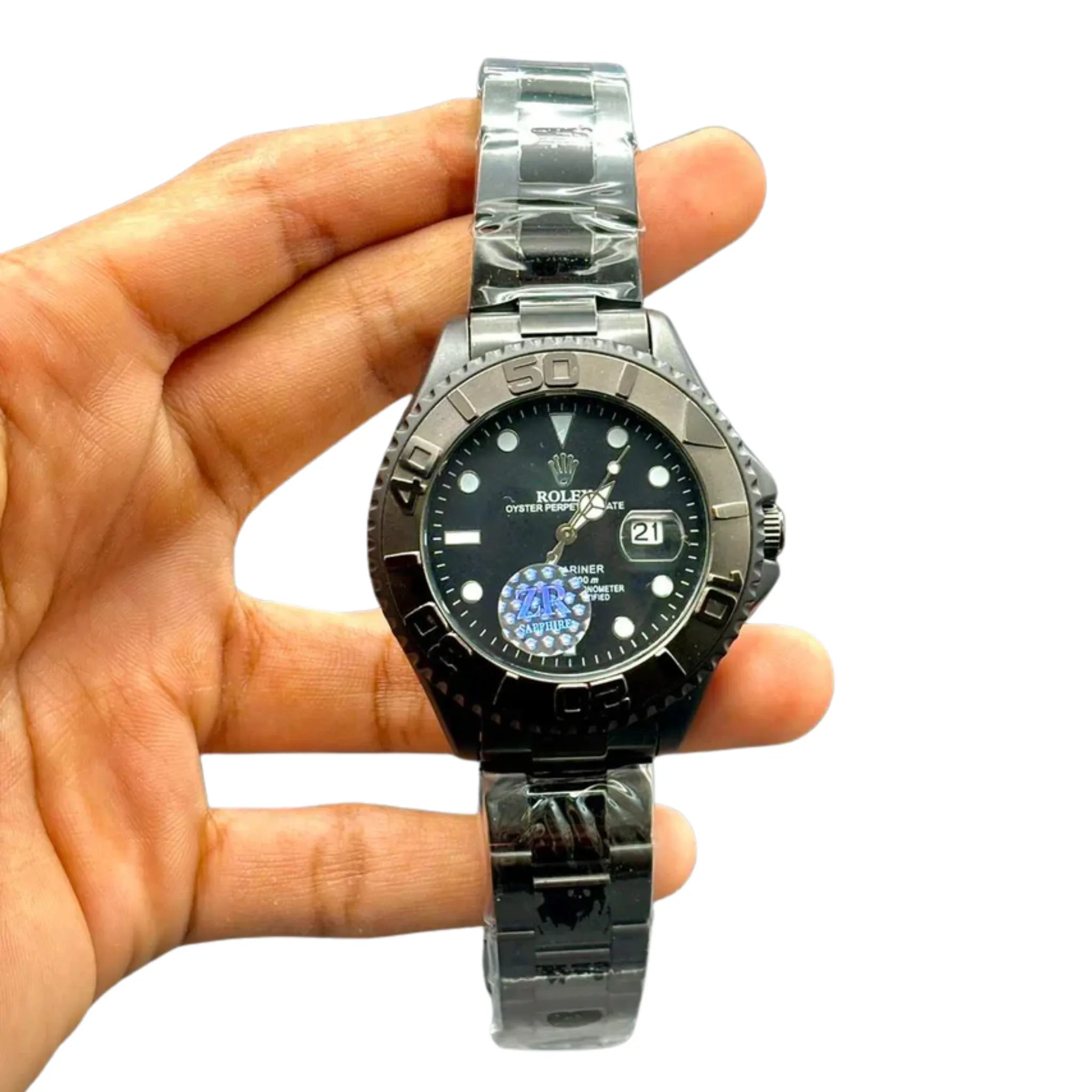 RLX Bold Silver Men’s Watch | Black Dial Black Bezel | Date Window