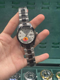 RLX Diamond Markers Silver Dial Watch — Black Bezel Steel Chain with Date Lock
