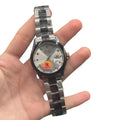 RLX Diamond Markers Silver Dial Watch — Black Bezel Steel Chain with Date Lock