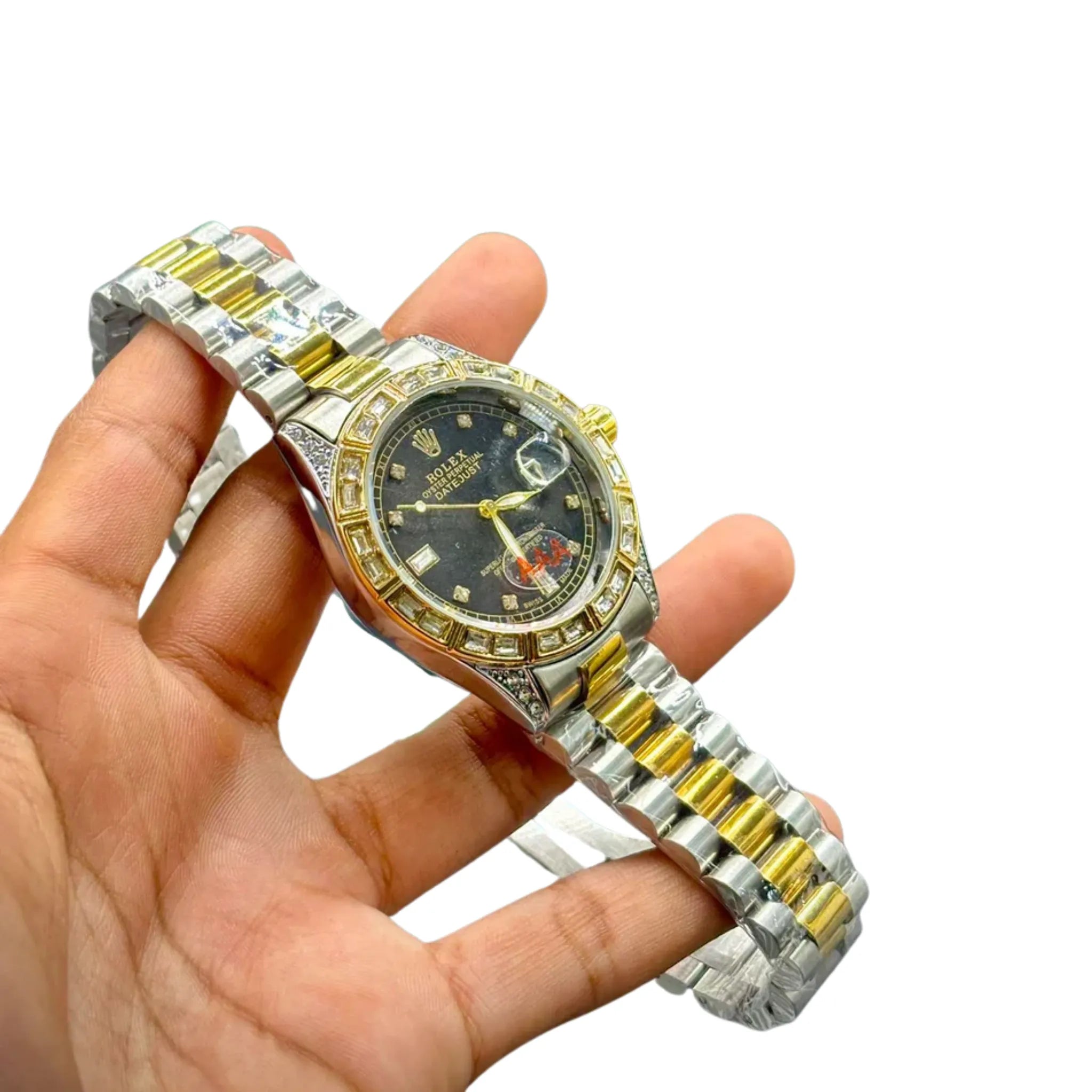 RLX Executive Two-Tone Men’s Watch | Black Dial Diamond Case | Date Display