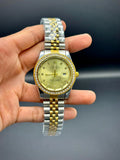 RLX Premium Gold & Silver Men’s Watch – Gold Dial | Baton Markers | Date Window