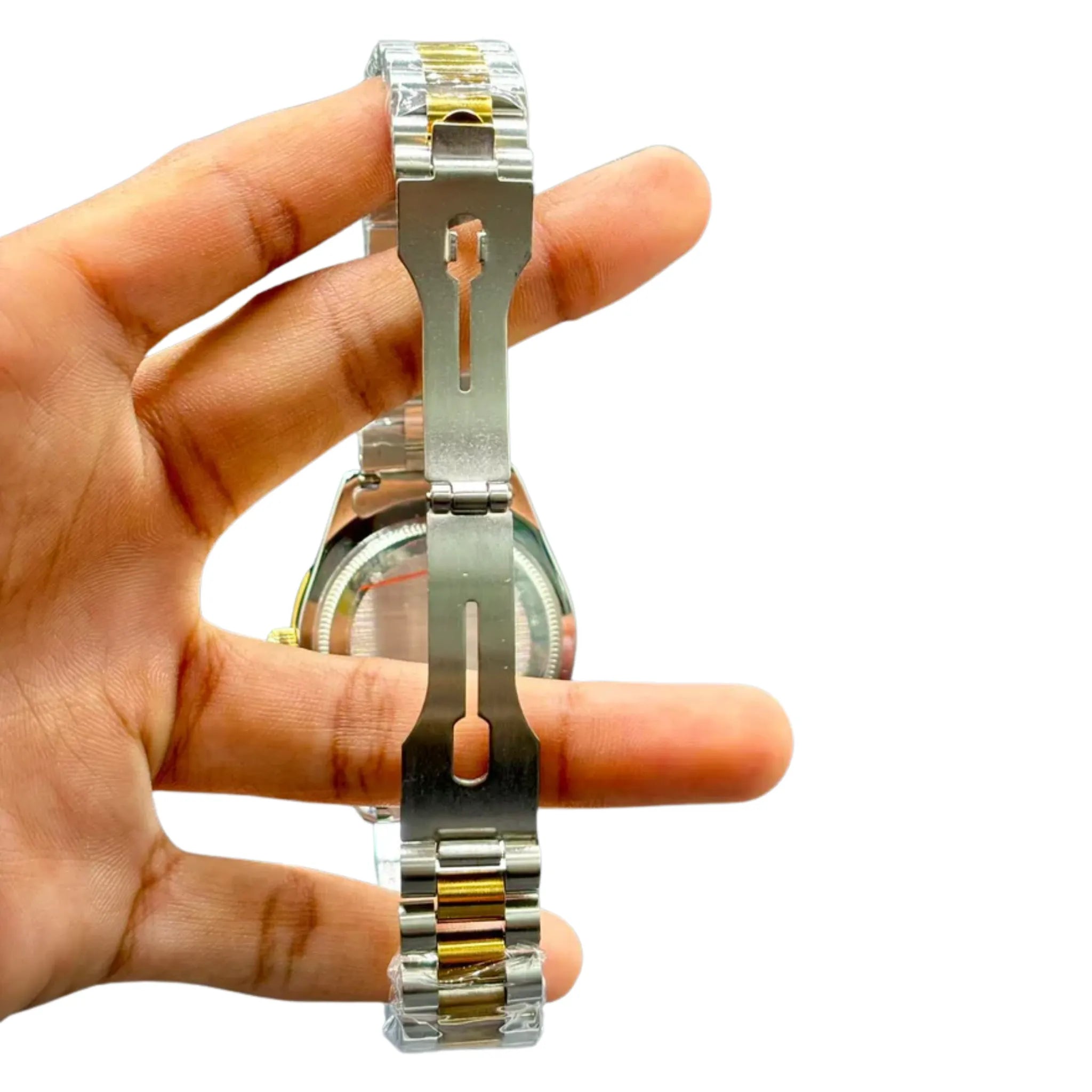RLX Premium Iced-Out Watch – Gold & Silver | Champagne Dial | Crystal Markers