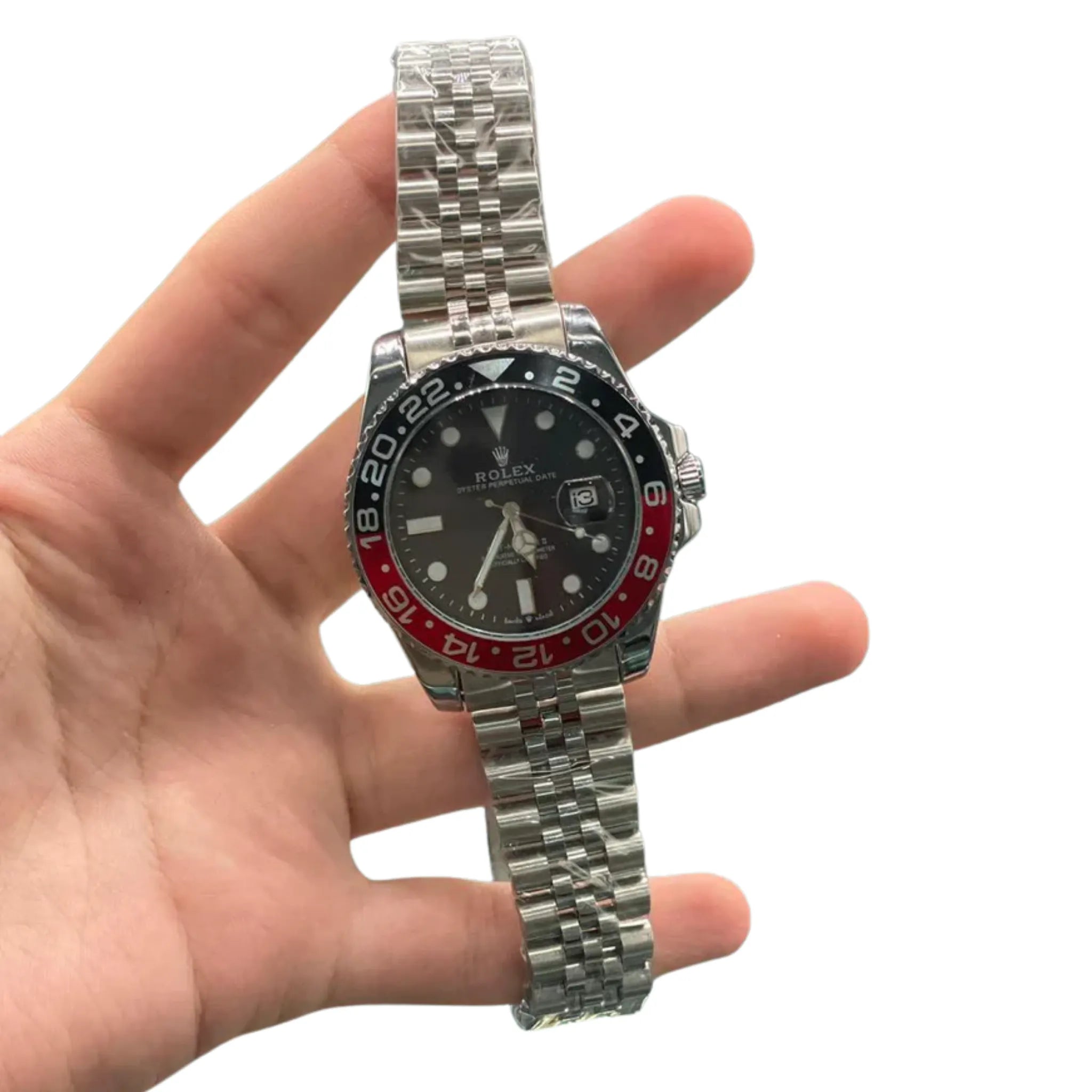 RLX Silver Chain With Black Dial Coke Edition Quartz Watch