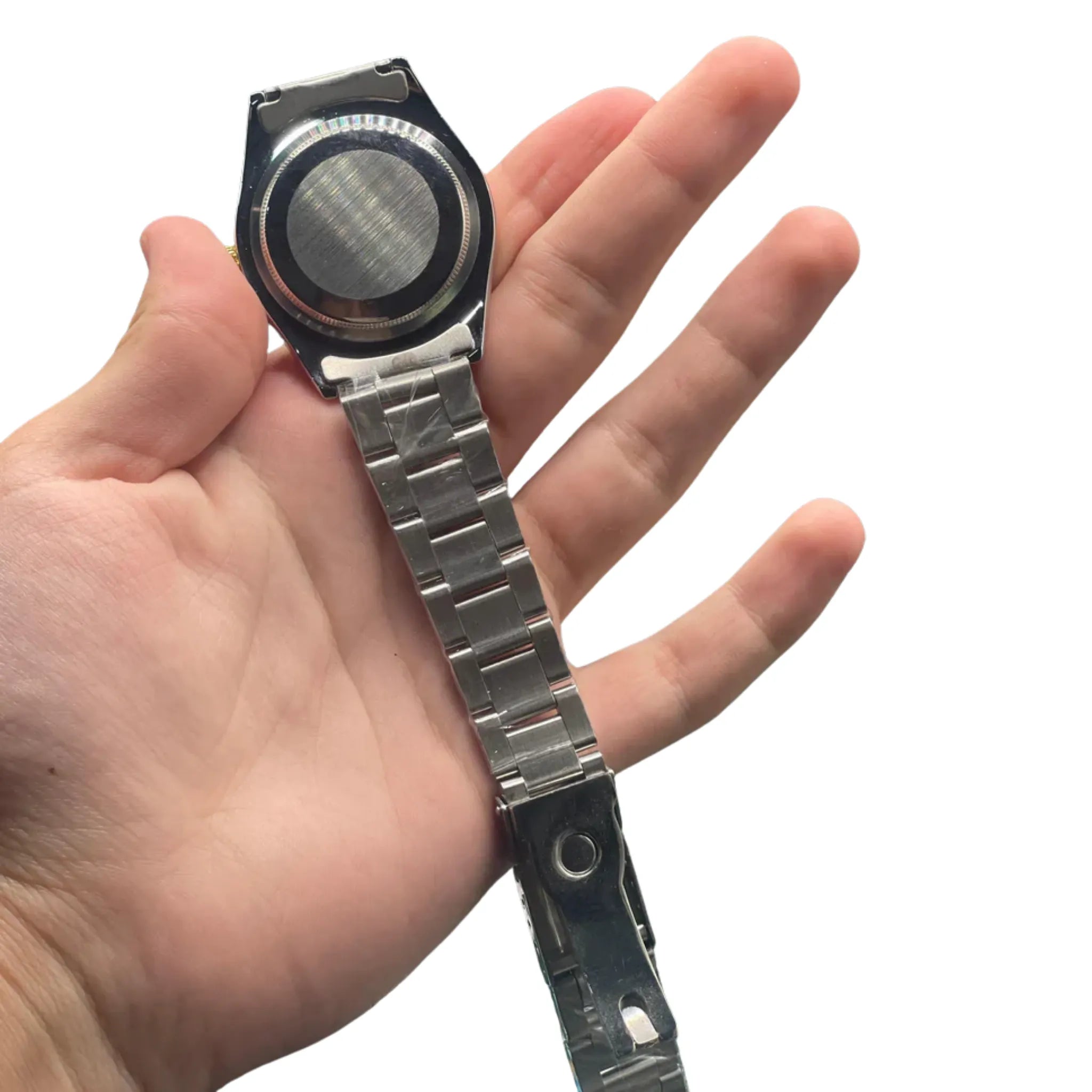RLX Silver Oyster Chain With Black Round Dial Watch
