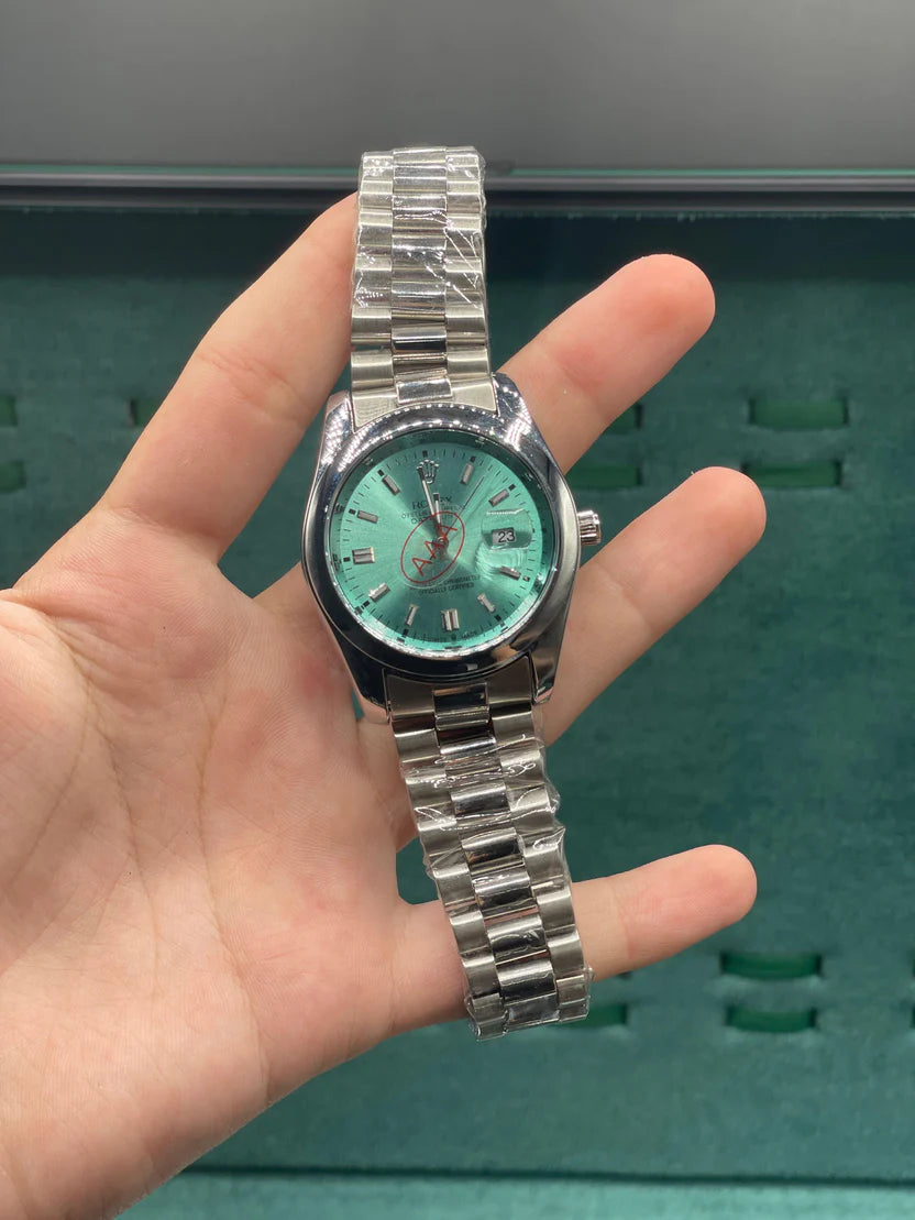 RLX Silver Presidential Chain With Tiffany Blue Dial Watch