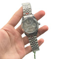 RLX Stainless Steel Luxury Dress Watch with Silver Diamond Dial, Fluted Bezel, and Jubilee Bracelet