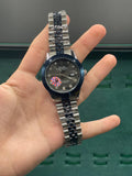 RLX Two-Tone Dress Watch with Slate Grey Diamond Dial, Blue Smooth Bezel, and Jubilee Bracelet