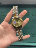 RLX Two-Tone Luxury Dress Watch with Champagne Gold Diamond Dial, Fluted Gold Bezel, and Jubilee Bracelet