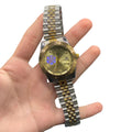 RLX Two-Tone Luxury Dress Watch with Champagne Gold Diamond Dial, Fluted Gold Bezel, and Jubilee Bracelet