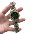 RLX Two Tone Chain With Green Dial Watch
