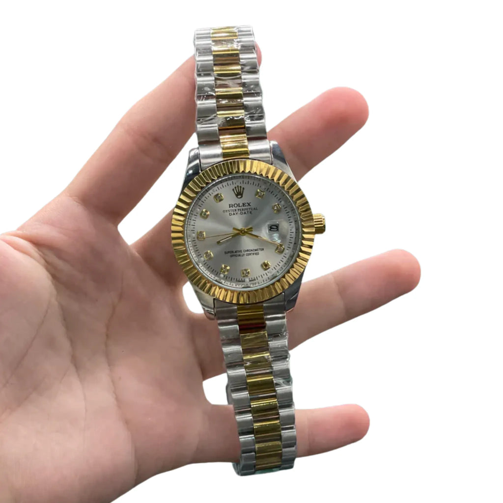 RLX Two Tone Chain With White Dial DateJust Watch