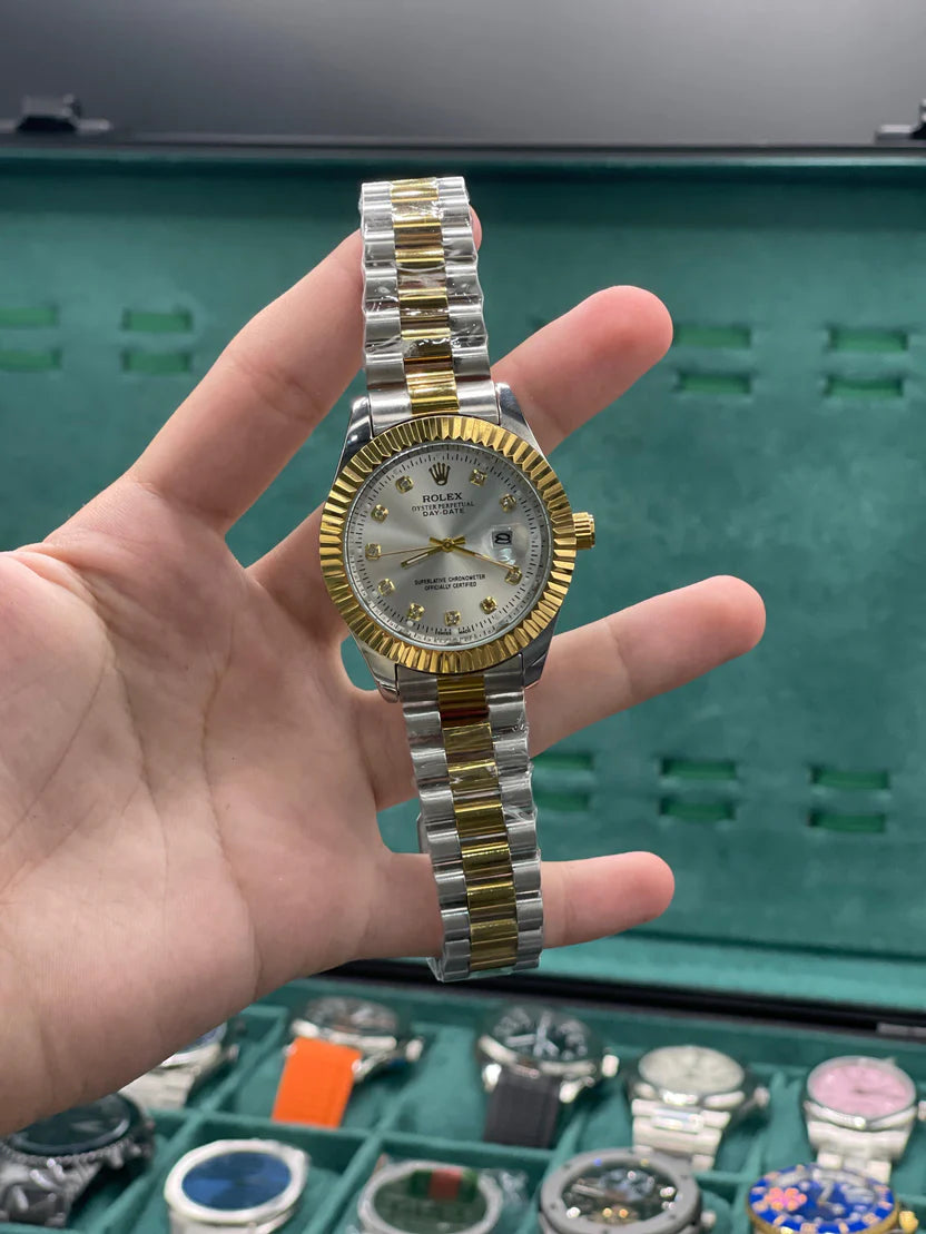 RLX Two Tone Chain With White Dial DateJust Watch