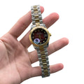 RLX Two Tone Gold And Silver Chain With Vibrant Red Dial Ladies Watch