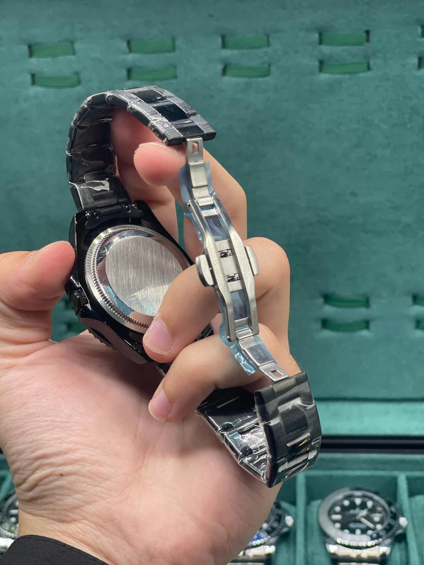 RLX All-Black Stealth Diver Watch — Black PVD Steel Case + Oyster Bracelet Luxury Edition