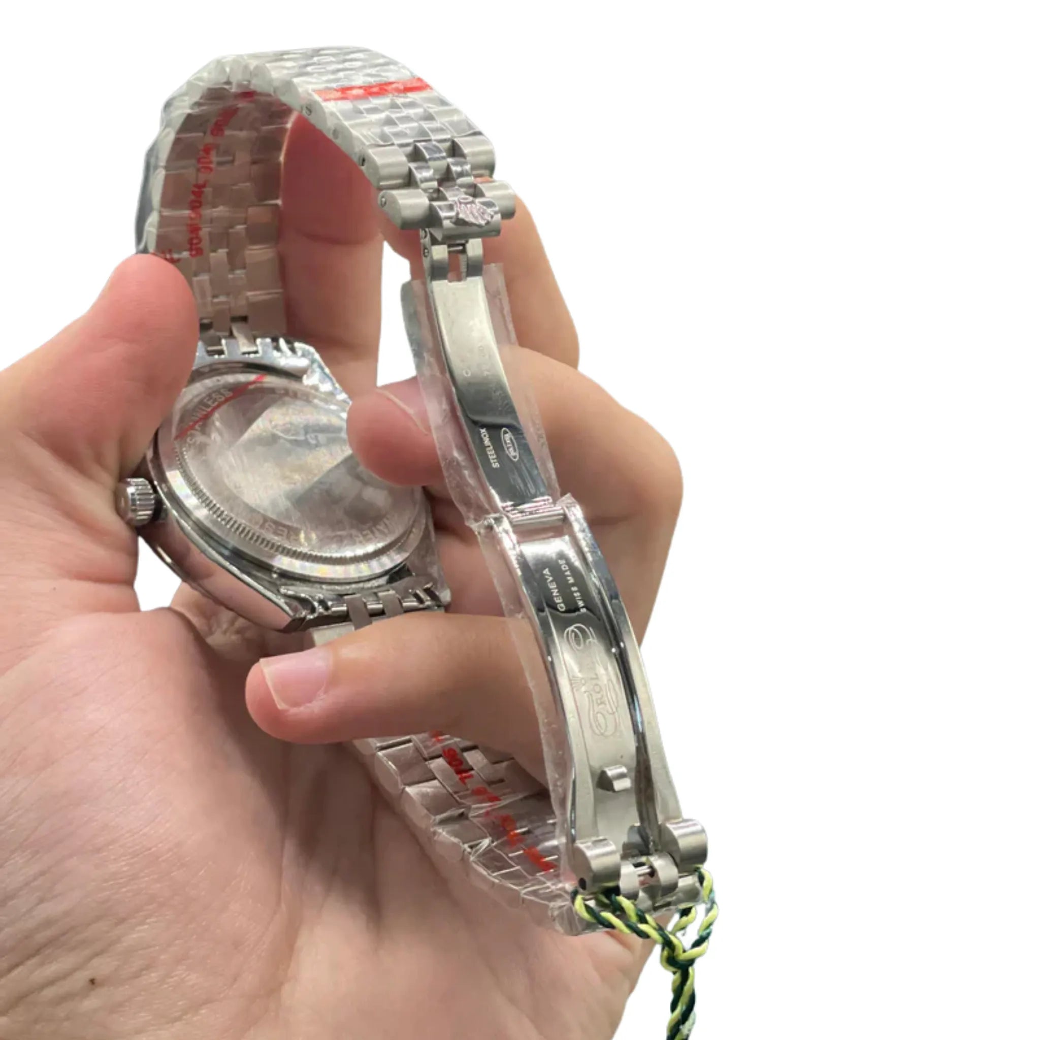 RLX Stainless Steel Luxury Dress Watch with Silver Diamond Dial, Fluted Bezel, and Jubilee Bracelet