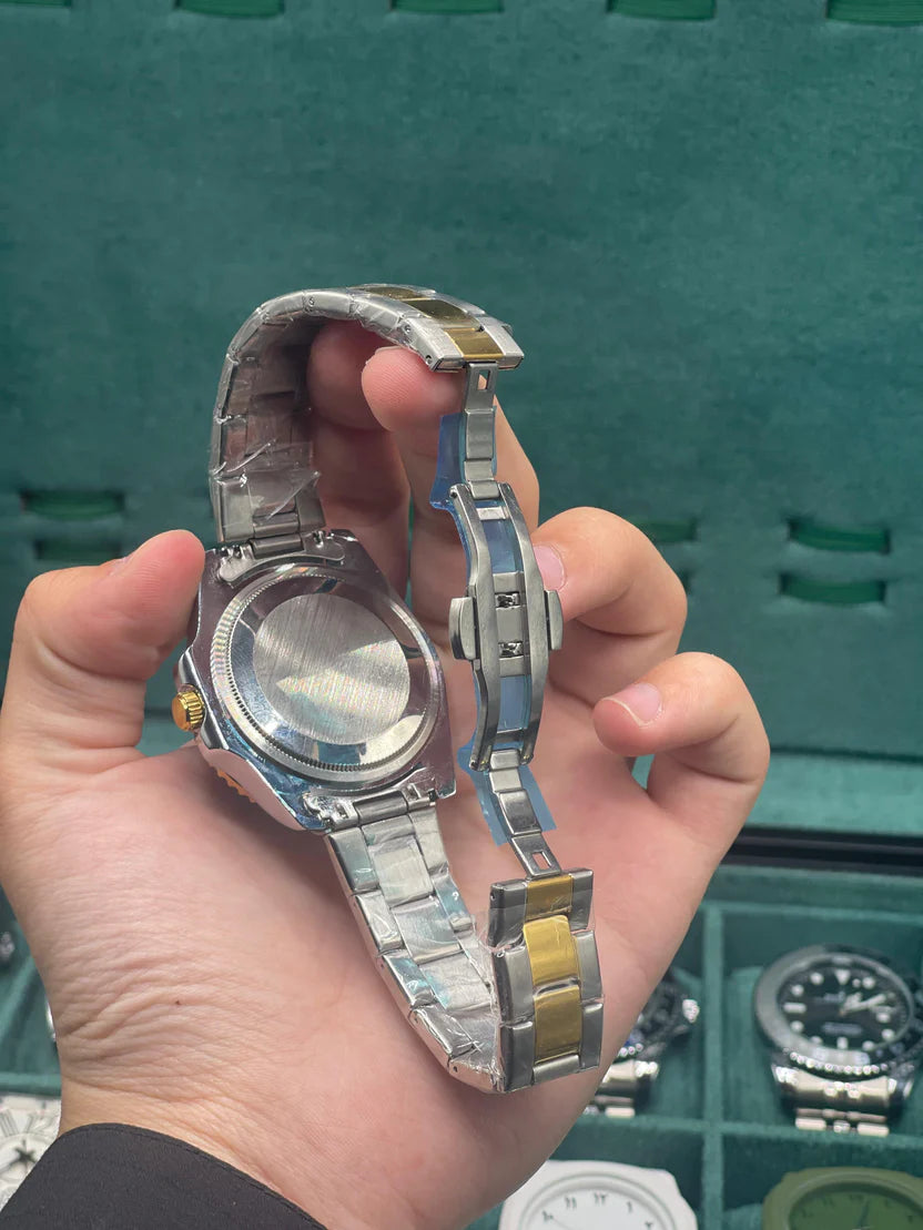 RLX Two-Tone Black Dial Diver Watch — Gold Bezel + Steel Oyster Bracelet Luxury Edition