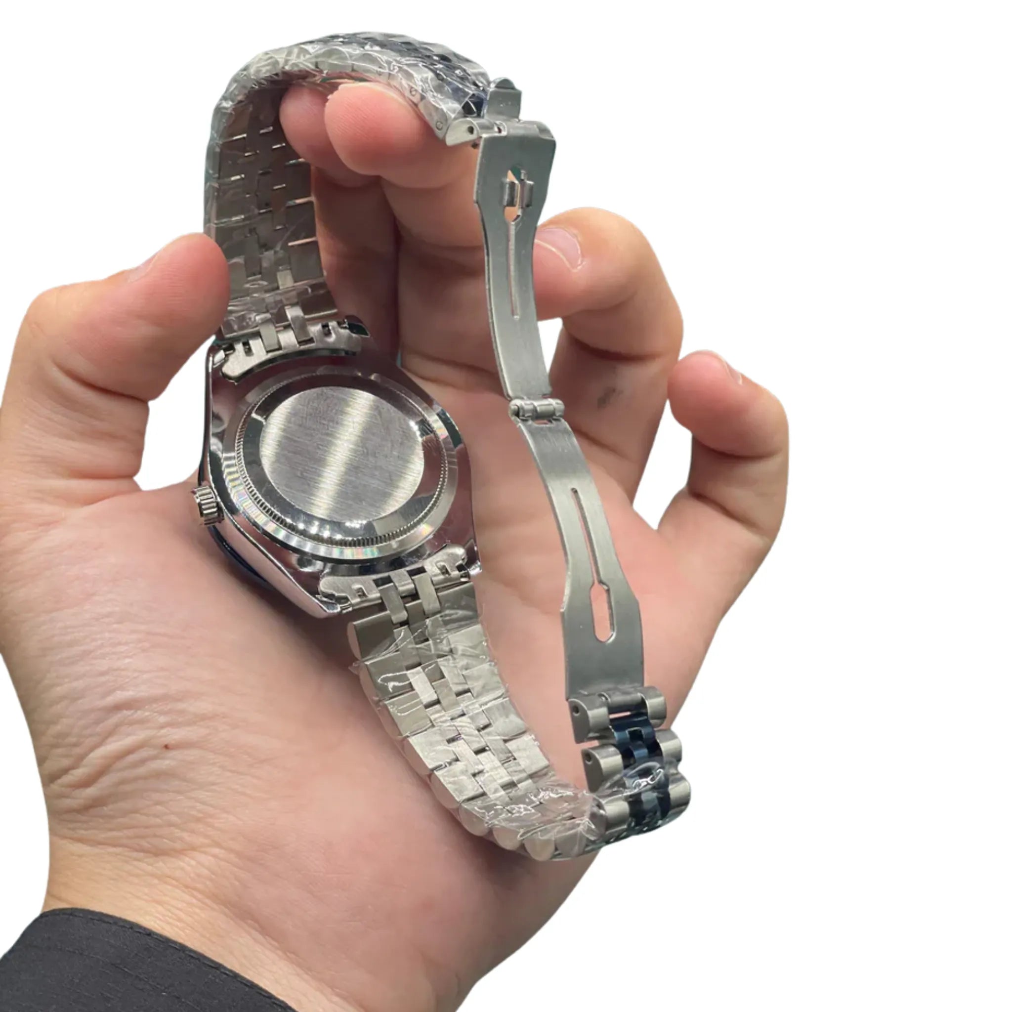 RLX Two-Tone Dress Watch with Slate Grey Diamond Dial, Blue Smooth Bezel, and Jubilee Bracelet